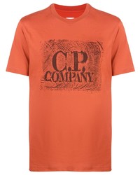 orange bedrucktes T-Shirt mit einem Rundhalsausschnitt von C.P. Company