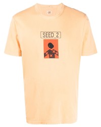 orange bedrucktes T-Shirt mit einem Rundhalsausschnitt von C.P. Company