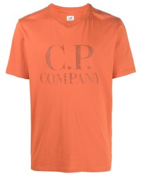 orange bedrucktes T-Shirt mit einem Rundhalsausschnitt von C.P. Company