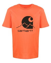 orange bedrucktes T-Shirt mit einem Rundhalsausschnitt von Carhartt WIP