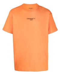 orange bedrucktes T-Shirt mit einem Rundhalsausschnitt von Carhartt WIP