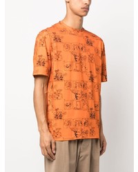 orange bedrucktes T-Shirt mit einem Rundhalsausschnitt von Moschino