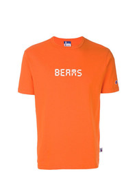 orange bedrucktes T-Shirt mit einem Rundhalsausschnitt von Champion