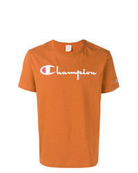 orange bedrucktes T-Shirt mit einem Rundhalsausschnitt von Champion