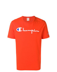 orange bedrucktes T-Shirt mit einem Rundhalsausschnitt von Champion