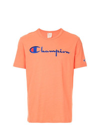 orange bedrucktes T-Shirt mit einem Rundhalsausschnitt von Champion