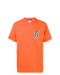 orange bedrucktes T-Shirt mit einem Rundhalsausschnitt von Champion