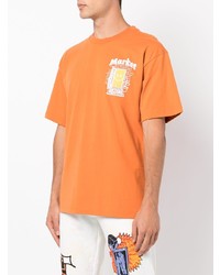 orange bedrucktes T-Shirt mit einem Rundhalsausschnitt von MARKET