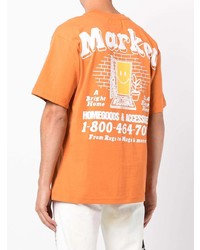 orange bedrucktes T-Shirt mit einem Rundhalsausschnitt von MARKET