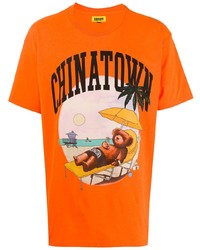 orange bedrucktes T-Shirt mit einem Rundhalsausschnitt von Chinatown Market