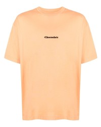 orange bedrucktes T-Shirt mit einem Rundhalsausschnitt von Chocoolate