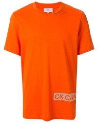 orange bedrucktes T-Shirt mit einem Rundhalsausschnitt von CK Calvin Klein