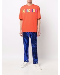 orange bedrucktes T-Shirt mit einem Rundhalsausschnitt von Moschino