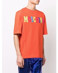 orange bedrucktes T-Shirt mit einem Rundhalsausschnitt von Moschino