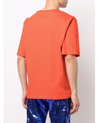 orange bedrucktes T-Shirt mit einem Rundhalsausschnitt von Moschino