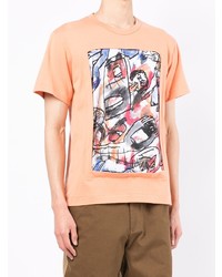 orange bedrucktes T-Shirt mit einem Rundhalsausschnitt von Comme des Garcons Homme Deux