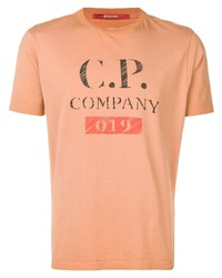 orange bedrucktes T-Shirt mit einem Rundhalsausschnitt von CP Company