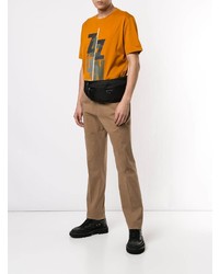 orange bedrucktes T-Shirt mit einem Rundhalsausschnitt von Ermenegildo Zegna