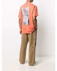 orange bedrucktes T-Shirt mit einem Rundhalsausschnitt von Stussy