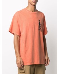 orange bedrucktes T-Shirt mit einem Rundhalsausschnitt von Stussy