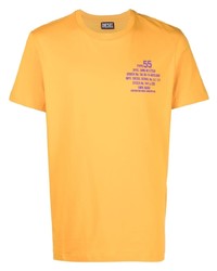 orange bedrucktes T-Shirt mit einem Rundhalsausschnitt von Diesel