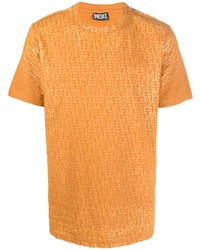 orange bedrucktes T-Shirt mit einem Rundhalsausschnitt von Diesel