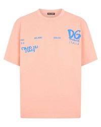 orange bedrucktes T-Shirt mit einem Rundhalsausschnitt von Dolce & Gabbana
