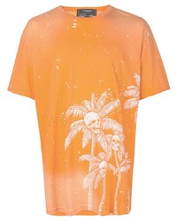 orange bedrucktes T-Shirt mit einem Rundhalsausschnitt von DOMREBEL