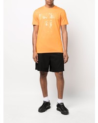 orange bedrucktes T-Shirt mit einem Rundhalsausschnitt von Moschino