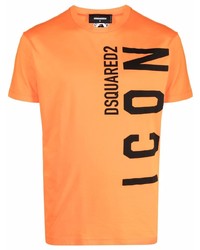 orange bedrucktes T-Shirt mit einem Rundhalsausschnitt von DSQUARED2