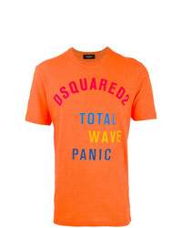 orange bedrucktes T-Shirt mit einem Rundhalsausschnitt von DSQUARED2