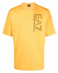 orange bedrucktes T-Shirt mit einem Rundhalsausschnitt von Ea7 Emporio Armani
