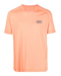 orange bedrucktes T-Shirt mit einem Rundhalsausschnitt von Ea7 Emporio Armani