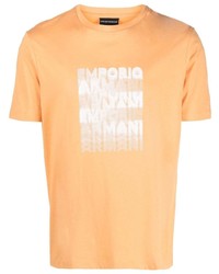 orange bedrucktes T-Shirt mit einem Rundhalsausschnitt von Emporio Armani