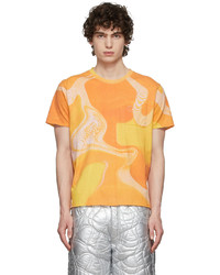 orange bedrucktes T-Shirt mit einem Rundhalsausschnitt von ERL