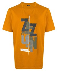 orange bedrucktes T-Shirt mit einem Rundhalsausschnitt von Ermenegildo Zegna