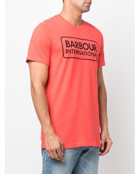 orange bedrucktes T-Shirt mit einem Rundhalsausschnitt von Barbour