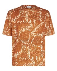 orange bedrucktes T-Shirt mit einem Rundhalsausschnitt von Etro