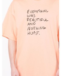 orange bedrucktes T-Shirt mit einem Rundhalsausschnitt von Oamc