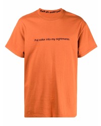 orange bedrucktes T-Shirt mit einem Rundhalsausschnitt von F.A.M.T.