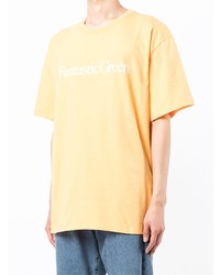 orange bedrucktes T-Shirt mit einem Rundhalsausschnitt von MSGM