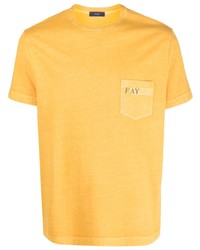 orange bedrucktes T-Shirt mit einem Rundhalsausschnitt von Fay