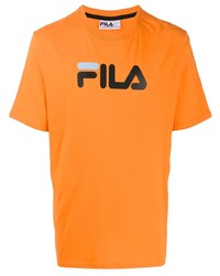 orange bedrucktes T-Shirt mit einem Rundhalsausschnitt von Fila