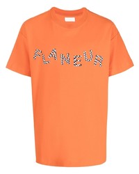 orange bedrucktes T-Shirt mit einem Rundhalsausschnitt von Flaneur Homme