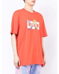 orange bedrucktes T-Shirt mit einem Rundhalsausschnitt von MSGM