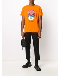 orange bedrucktes T-Shirt mit einem Rundhalsausschnitt von Just Cavalli