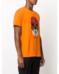 orange bedrucktes T-Shirt mit einem Rundhalsausschnitt von Just Cavalli