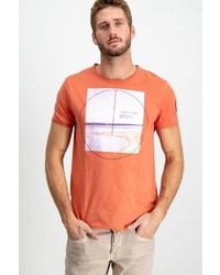 orange bedrucktes T-Shirt mit einem Rundhalsausschnitt von GARCIA