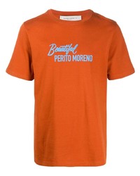 orange bedrucktes T-Shirt mit einem Rundhalsausschnitt von Golden Goose