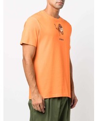 orange bedrucktes T-Shirt mit einem Rundhalsausschnitt von Hydrogen